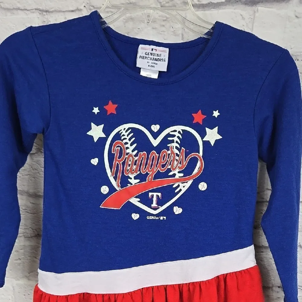 Genuine Merchandise Girls Texas Rangers Dress MLB Baseball Fan Knit Game Outfit